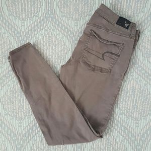 Light olive AE sateen jeggings