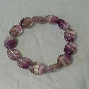 Oval Shaped Fluorite Stretch Bracelet