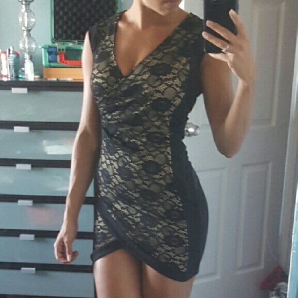 Sexy black lace inset dress