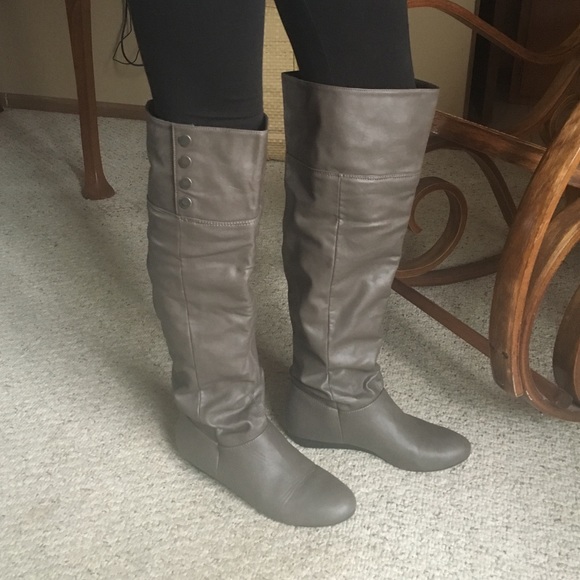 Gray over-the-knee boots