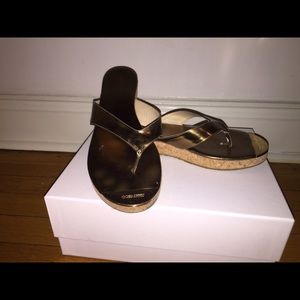 Jimmy Choo Pence Patent Leather Cork Wedge Sandals