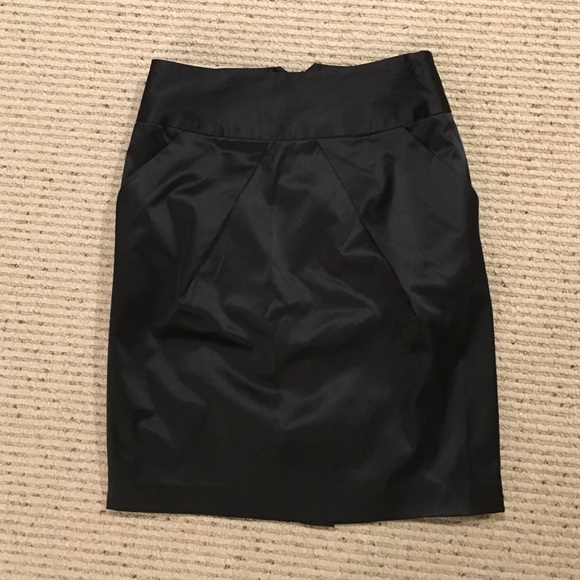 Size Small black satin dress skirt with pockets!