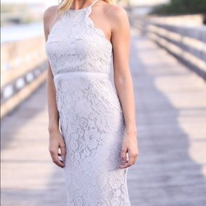 Grey Long Lace Dress