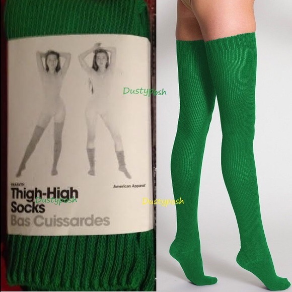 American Apparel Thigh High Socks Over The Knee Long Boot Authentic Black White - Picture 3 of 9