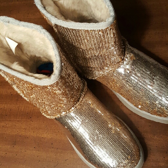 *SOLD womens gold sequin boots - Picture 2 of 2