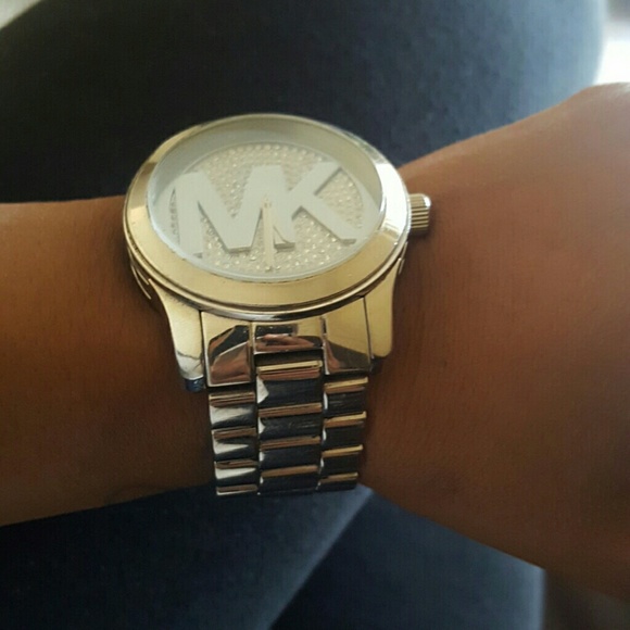 Solid Silver and diamond MK watch