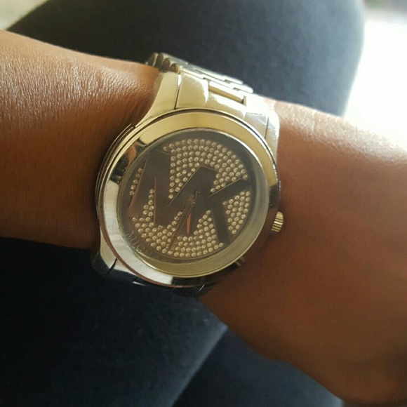 Solid Silver and diamond MK watch