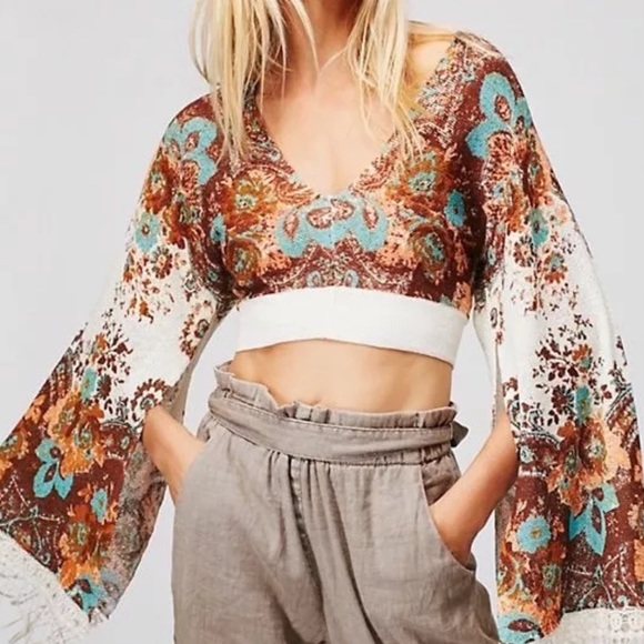 Free People Meet Me At Woodstock Cropped Sweater