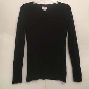 Black knitted v-neck sweater