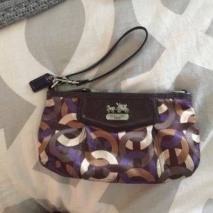 Purple/Gold/Brown Coach wristlet