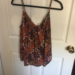 Multi-Colored Pattern Spaghetti Strap Tank