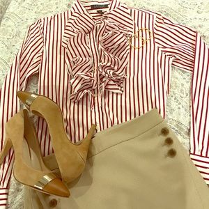 Lauren Ralph Lauren ruffle striped button down