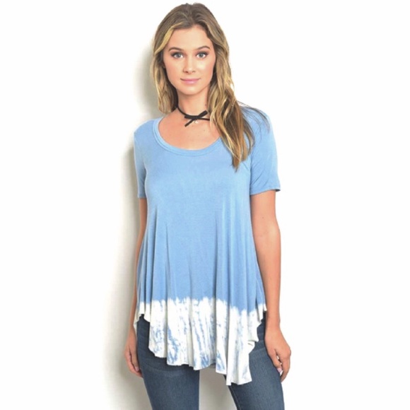 Blue Dip Dye Tie Dye Tunic Top - Picture 2 of 3
