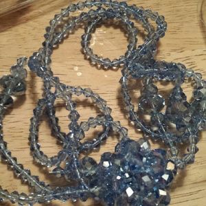 Blue aurora borealis crystal bead Y Necklace