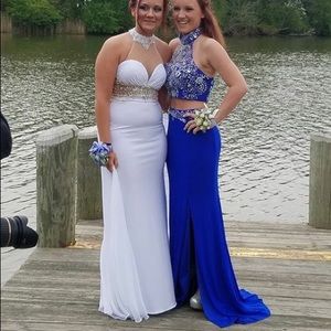 Blue 2 piece prom dress
