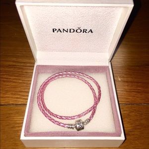 PINK LEATHER PANDORA BRACELET!