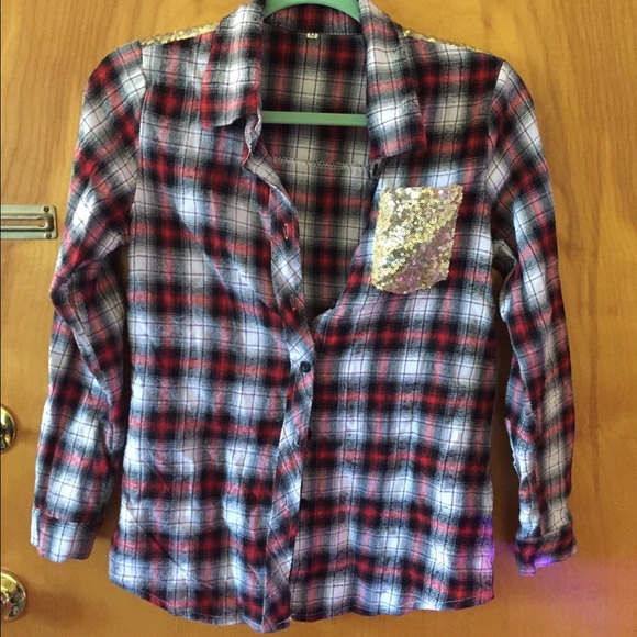 Glitter and plaid button down!