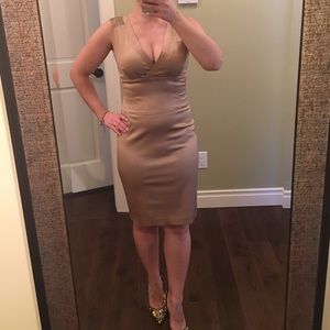 Gold dress knee long.