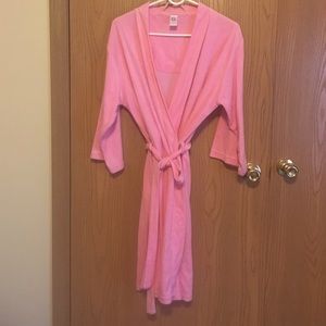 Pink terry cloth bath robe