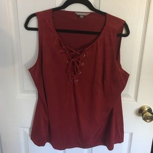 Unworn Rust Lace Up Suede Tank