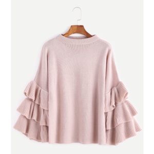Ruffle sleeve blush sweater