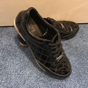 Black patten leather Burberry sneakers