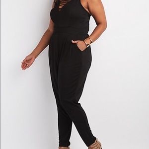 Black Plus Size Strappy Caged Jumpsuit