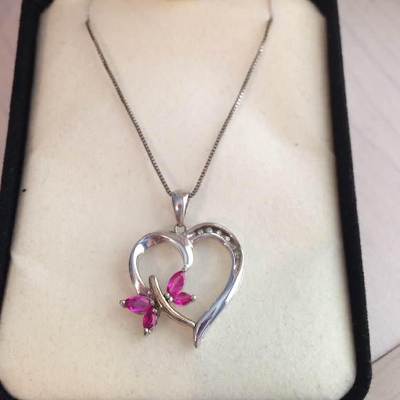 Butterfly heart necklace.