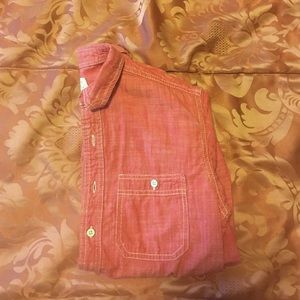 Boys red short sleeve button up shirt