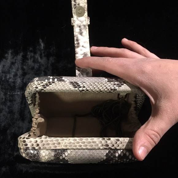 NWT $950 TOM FORD Beige Brown Exotic Python Snakeskin Mini  Snakeskin Monikha clutch
