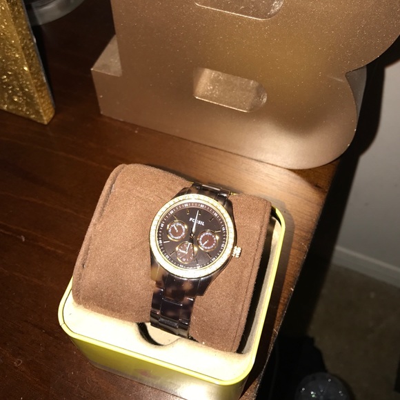 tortoise shell fossil watch