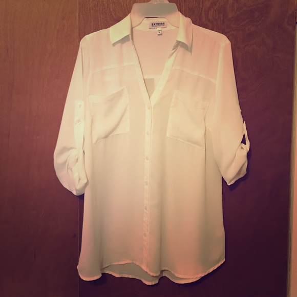 White Express Button-Down Blouse