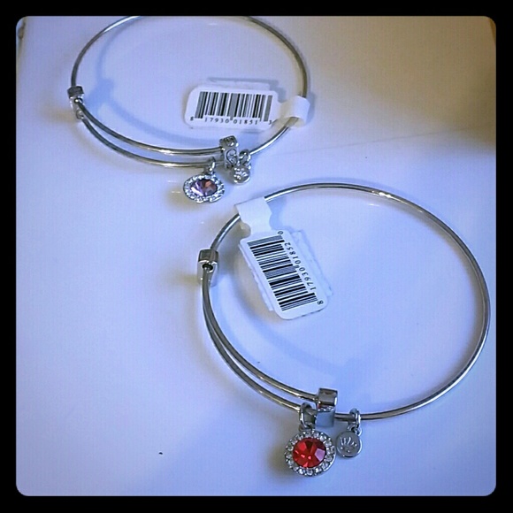 2 jeweler tagged silver halo stone charm bracelets