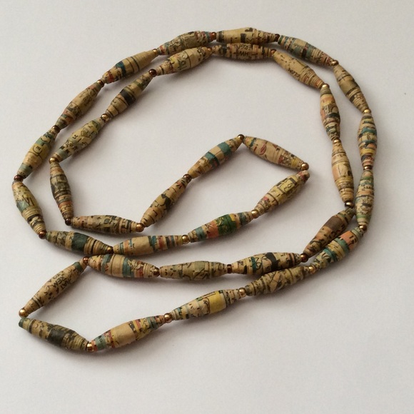 Handmade by women n Africa recycled paper necklace