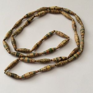 Handmade by women n Africa recycled paper necklace