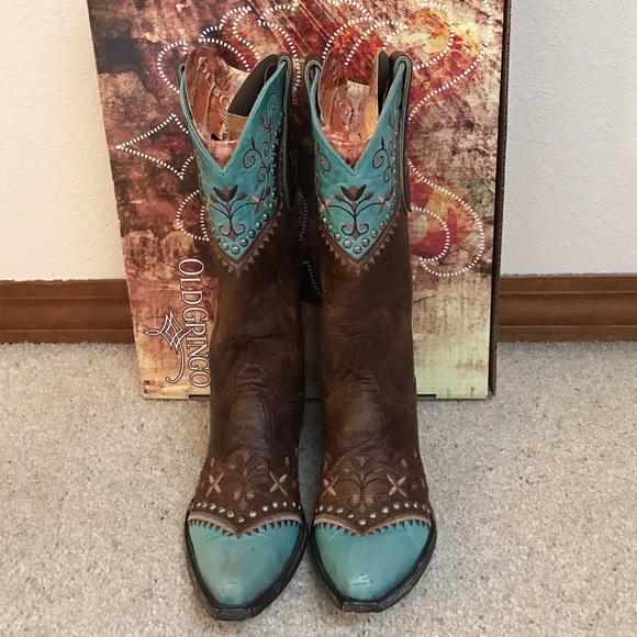 Old Gringo Brown Turquoise Leather Cowgirl Boots
