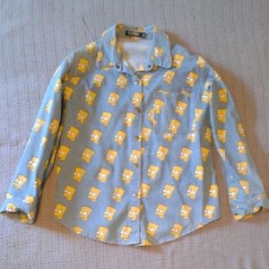 Bart Simpson Print Denim Shirt