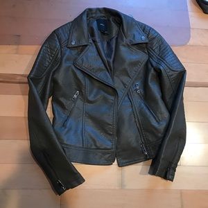 Dark brown faux leather Moto jacket