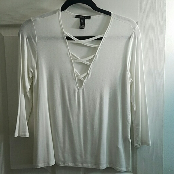 White lace front top