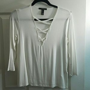 White lace front top