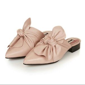 Topshop Pistachio bow mules / slides flats