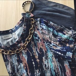 ⭐LOGO Abstract Print Blouse with Crepe