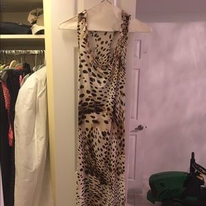 Silky long leopard maxi dress size S