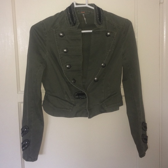 Cropped green Free People utility jacket