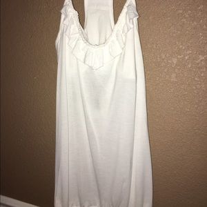 White ruffled tank