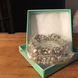 Pearl Bridal Flower Stretch Bracelet
