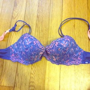 VS Pink and Blue Lace Bra