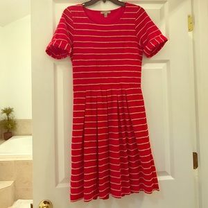 Bordeaux by Anthropologie red striped dress