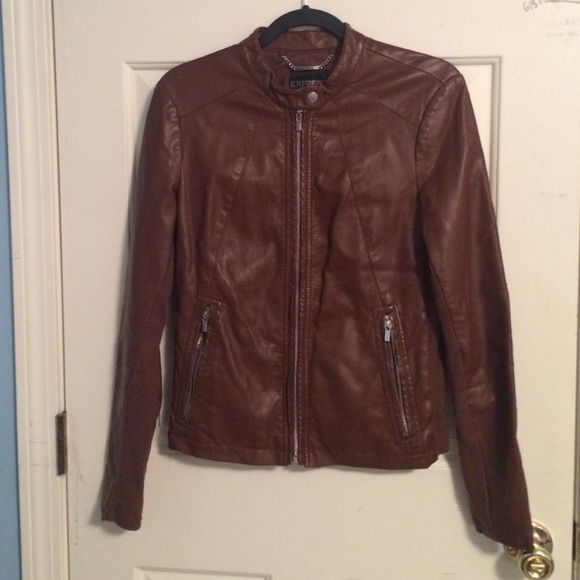 Express Jackets & Blazers - Express Brown Faux Leather Jacket