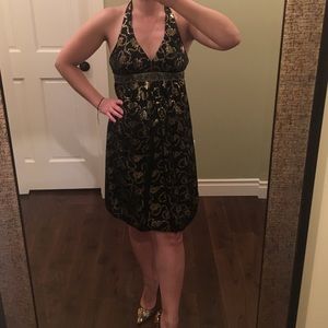Nicole Miller collection black gold dress
